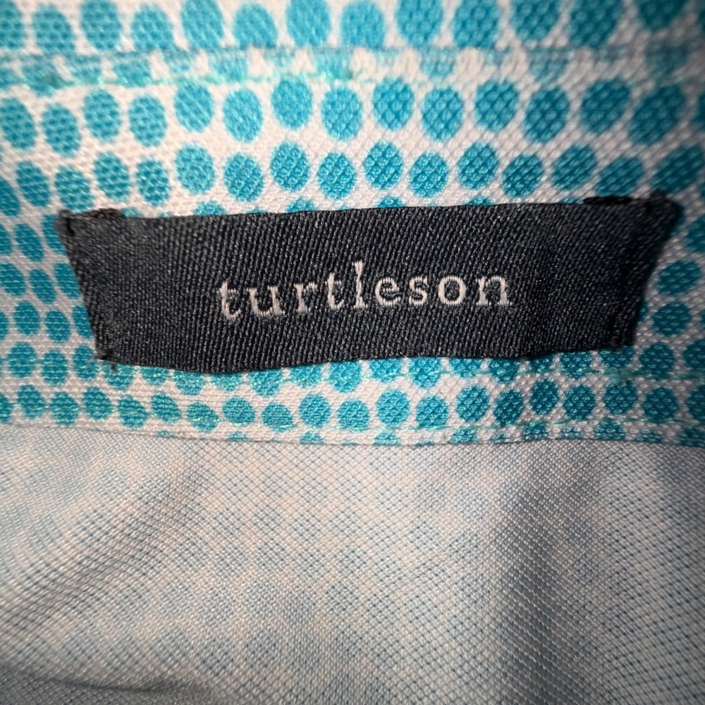 Turtleson Golf Polo Shirt Men’s Size -Small Blue Dot Pattern Performance Stretch - Picture 7 of 10